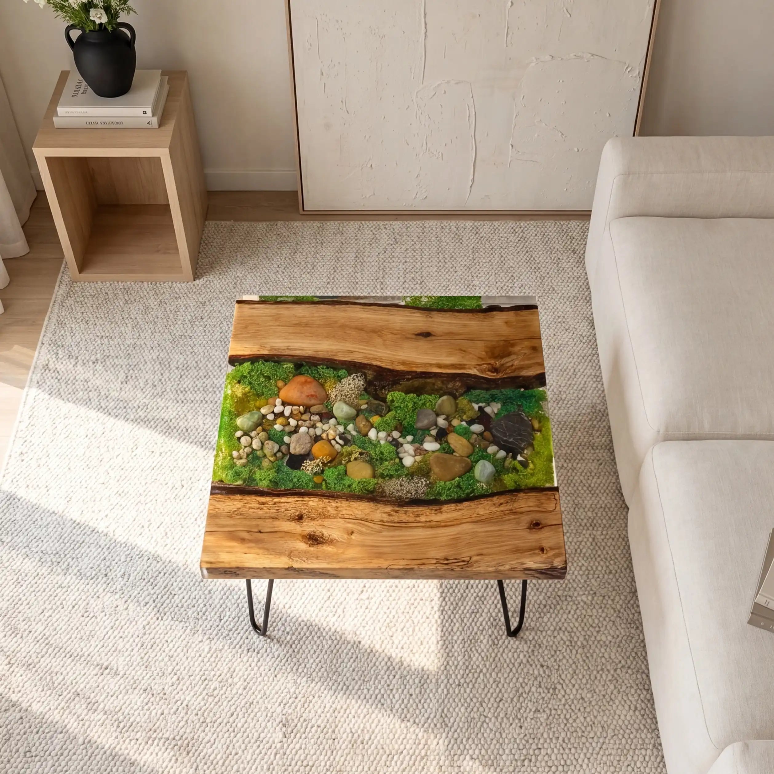 Walnut & Coffee Bean Resin Round Coffee Table WRT36