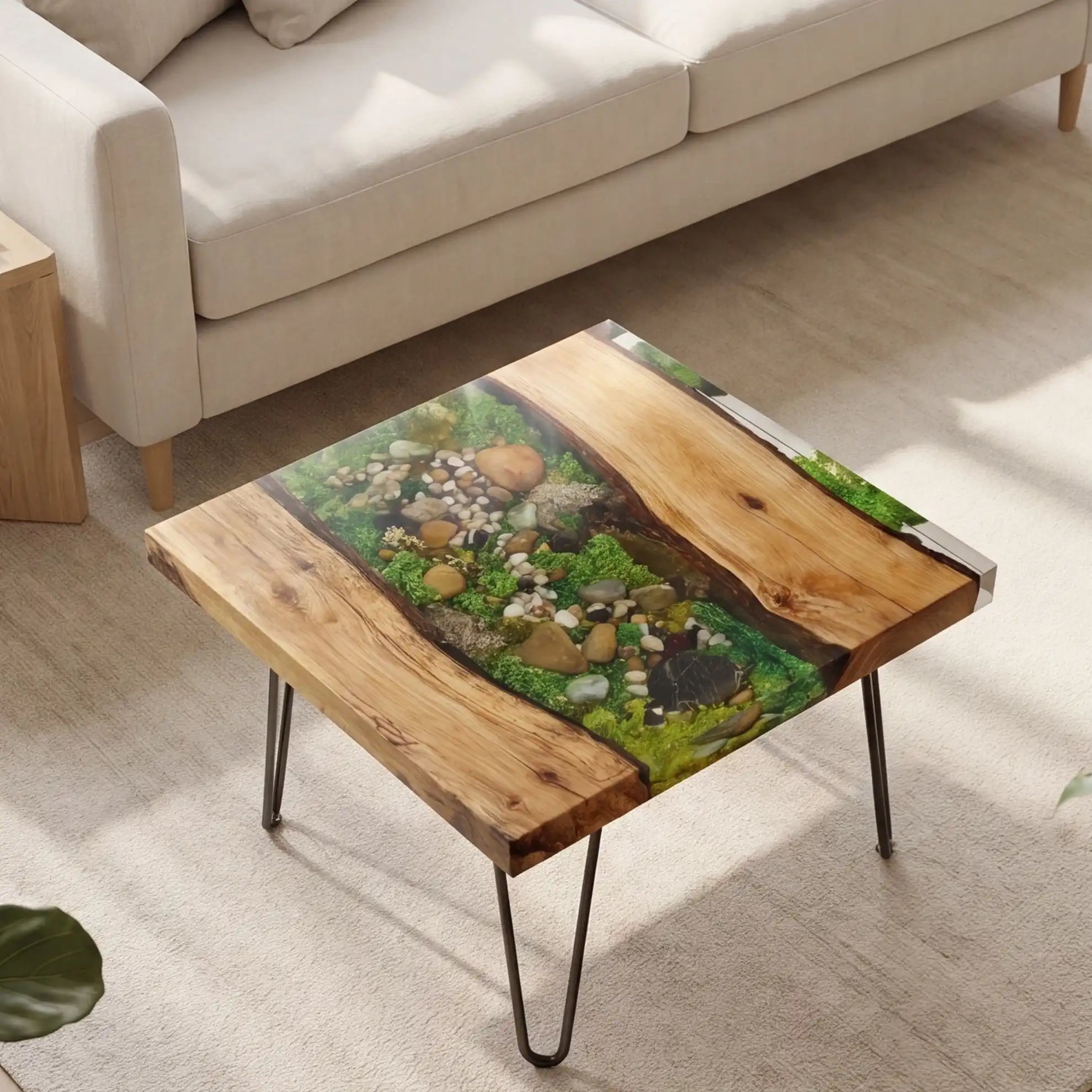 Walnut & Coffee Bean Resin Round Coffee Table WRT36