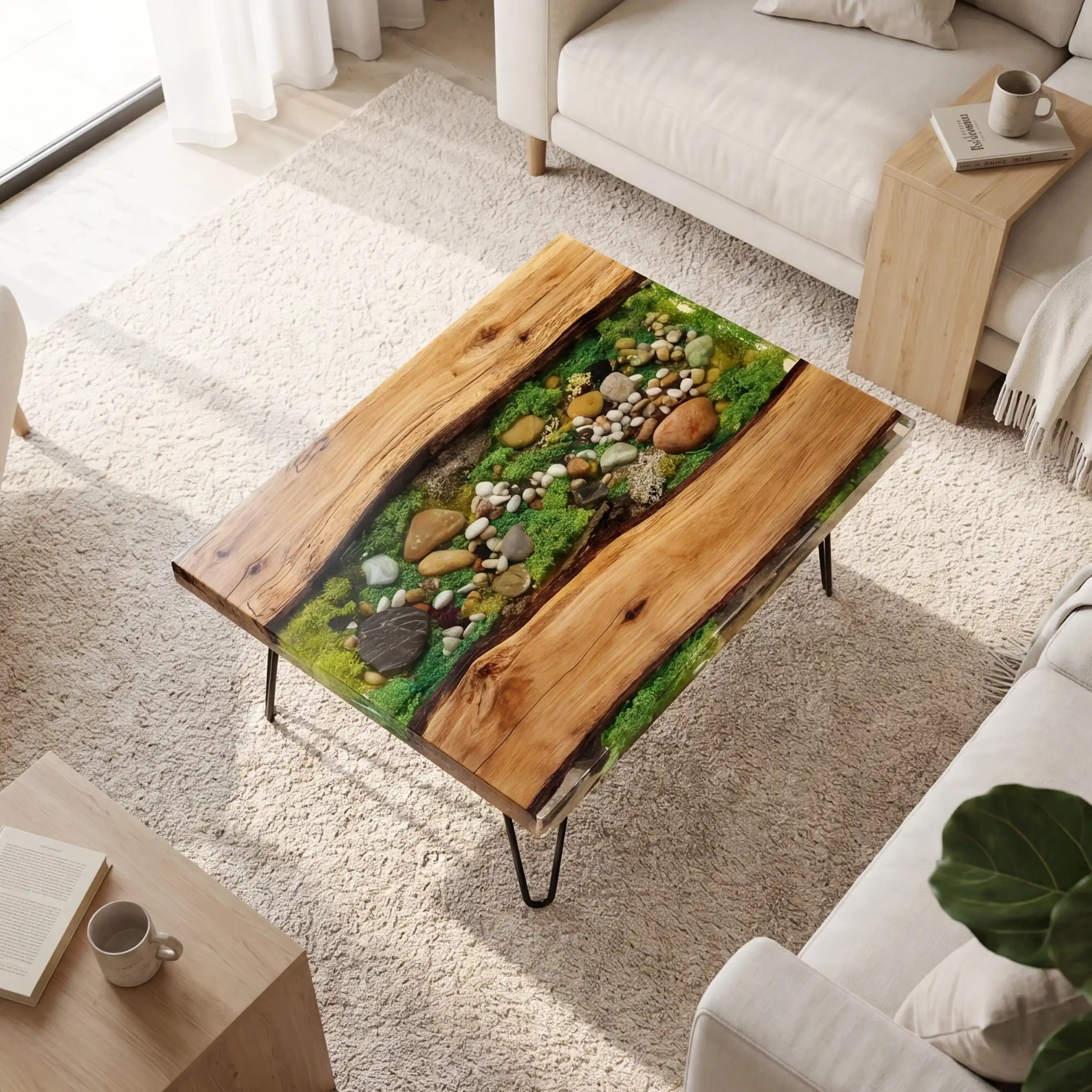 Walnut & Coffee Bean Resin Round Coffee Table WRT36