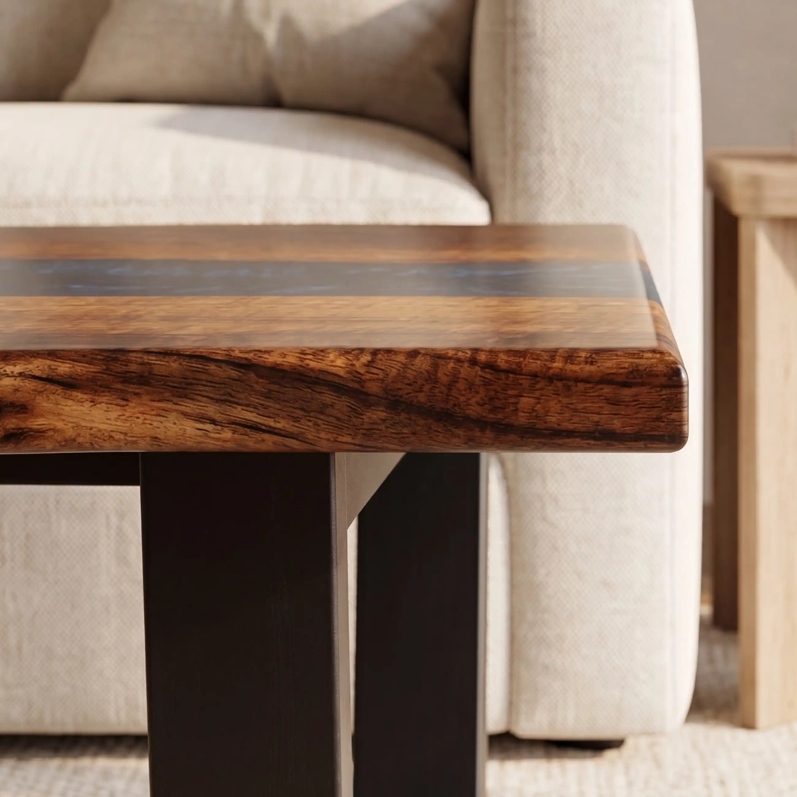 Walnut & Deep Blue Resin Coffee Table WBT4