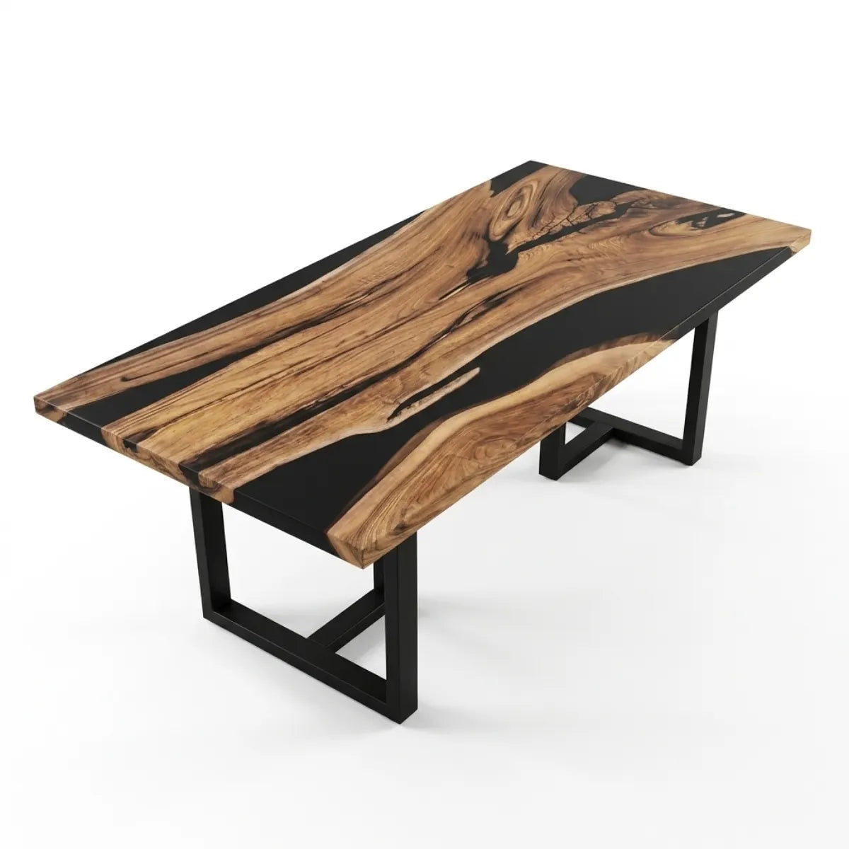 72 x 40 x 1.96 inch Black Walnut Black Resin River rectangular dining table photo 1