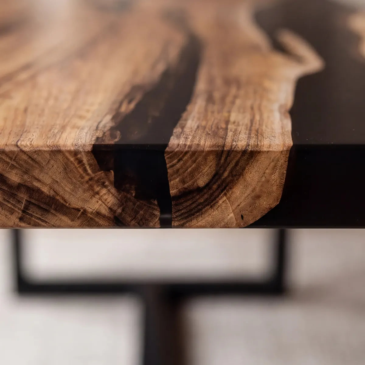 72 x 40 x 1.96 inch Black Walnut Black Resin River rectangular dining table photo 5
