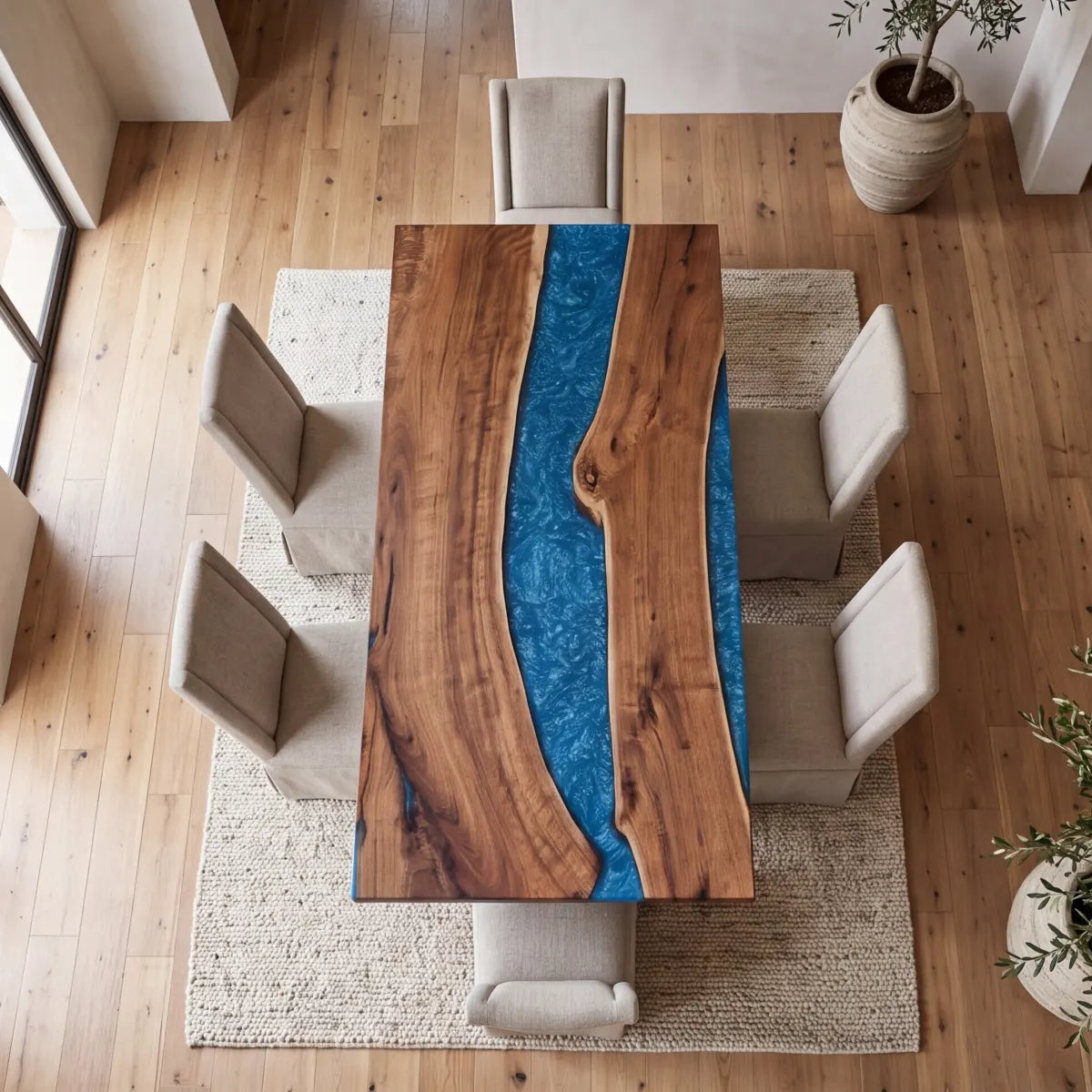 72 x 40 x 1.96 inch Black Walnut Blue River Resin rectangular dining table photo 2