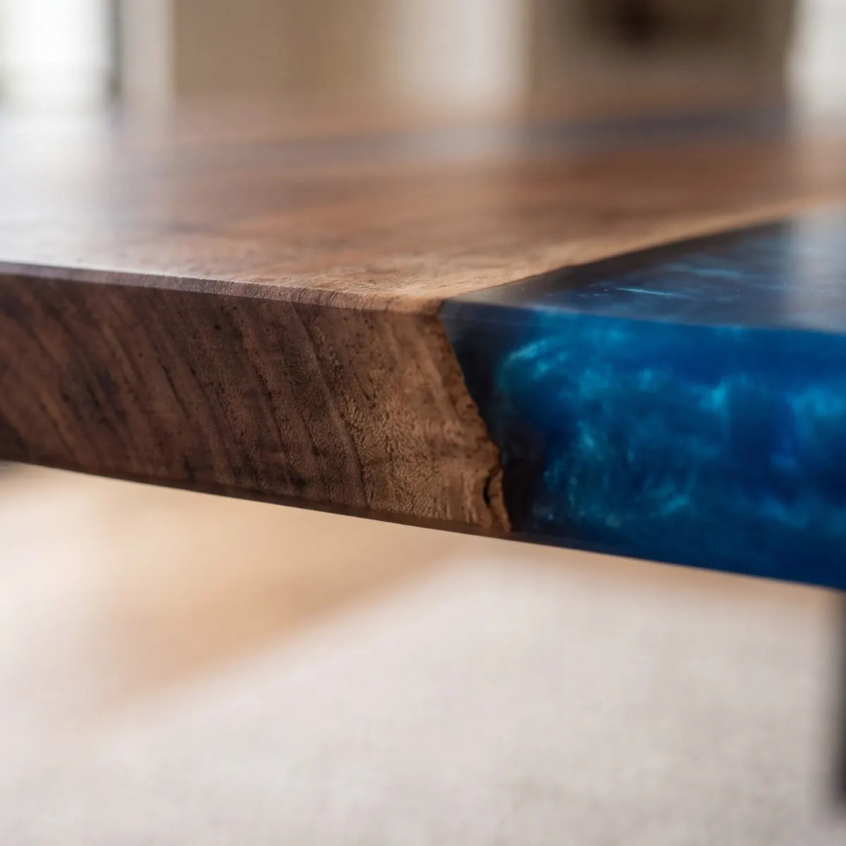 72 x 40 x 1.96 inch Black Walnut Blue River Resin rectangular dining table photo 4