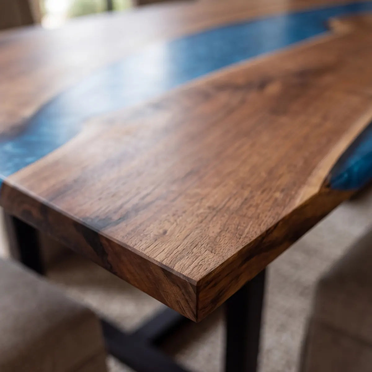 72 x 40 x 1.96 inch Black Walnut Blue River Resin rectangular dining table photo 5