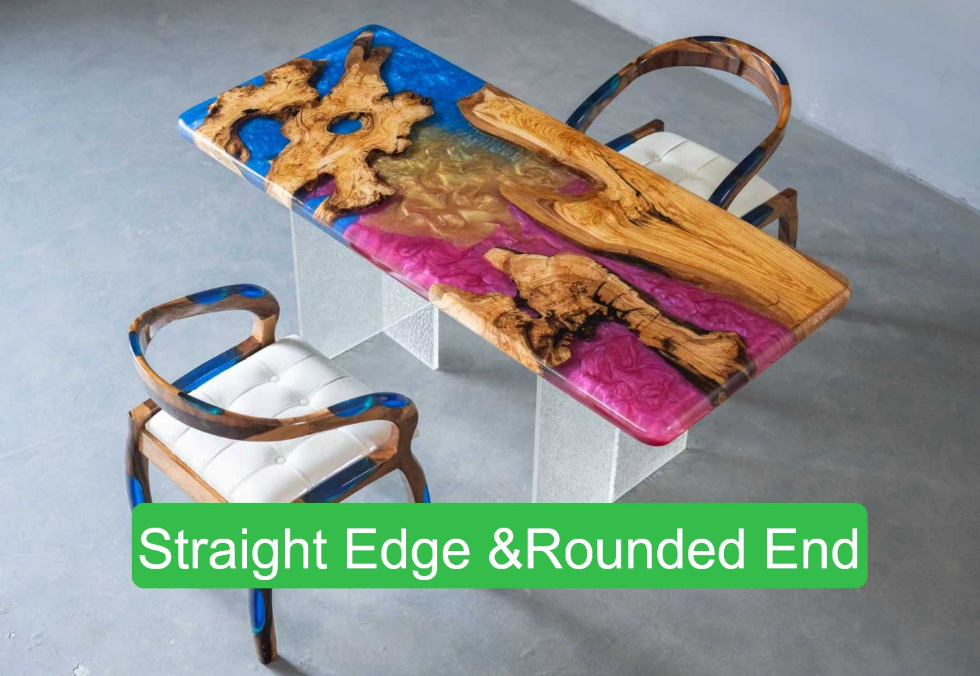 Custom Walnut Epoxy Resin Rectangular Table (2 Pieces) with TTL-57 Legs Full Payment $5,865.36 for Vicki Pemberton