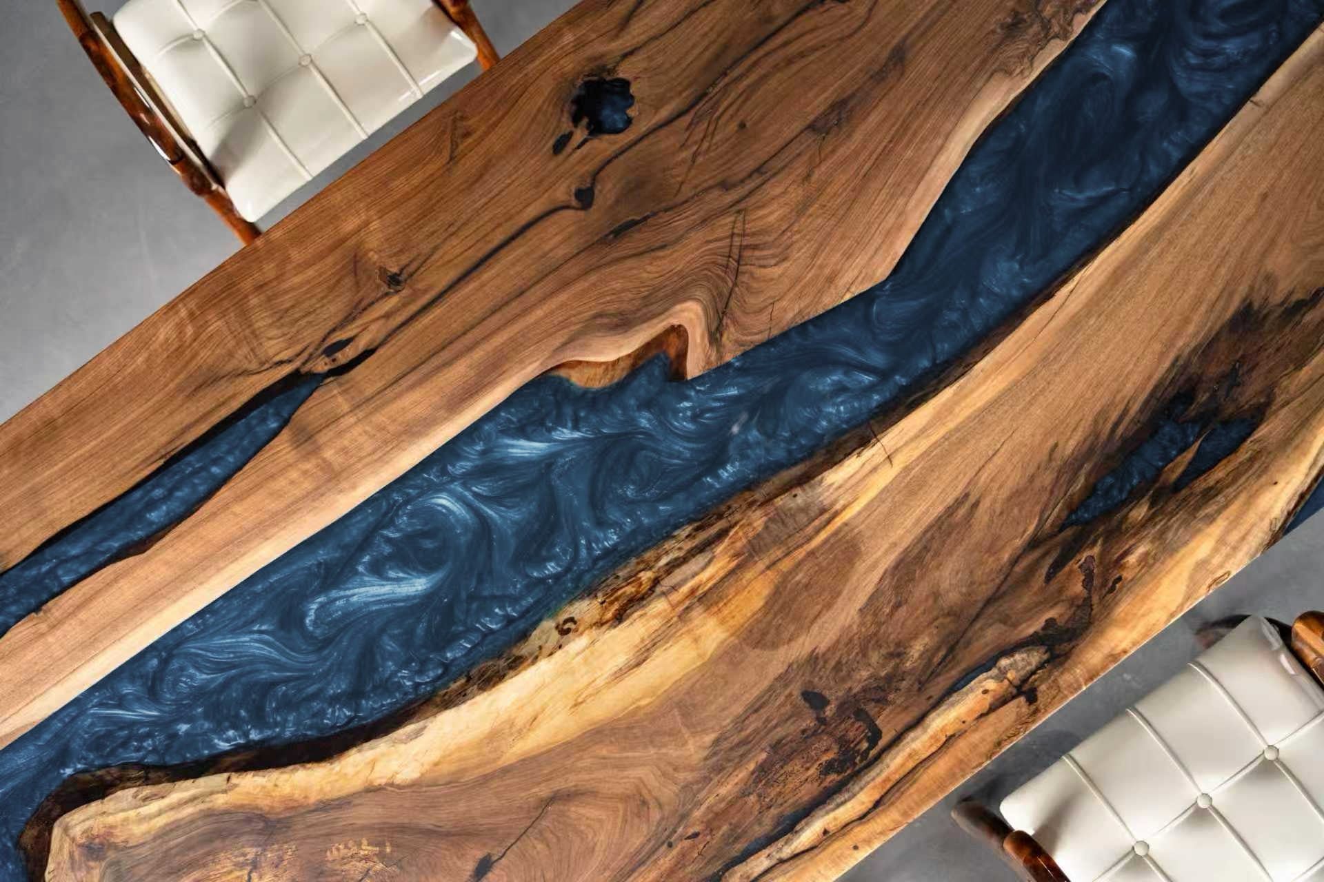 Custom Black Walnut Epoxy Resin Table Grayish Blue Resin 30% Balance Payment $1,429.27 for Lynn Bowman