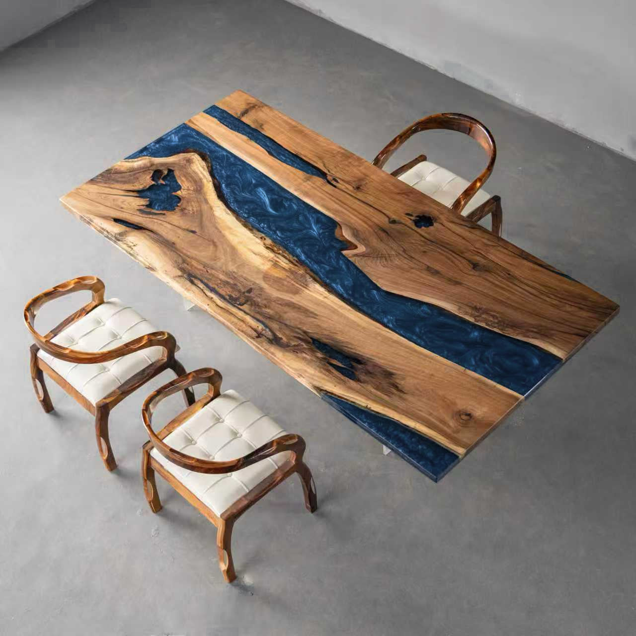 Custom Black Walnut Epoxy Resin Table Grayish Blue Resin 30% Balance Payment $1,429.27 for Lynn Bowman