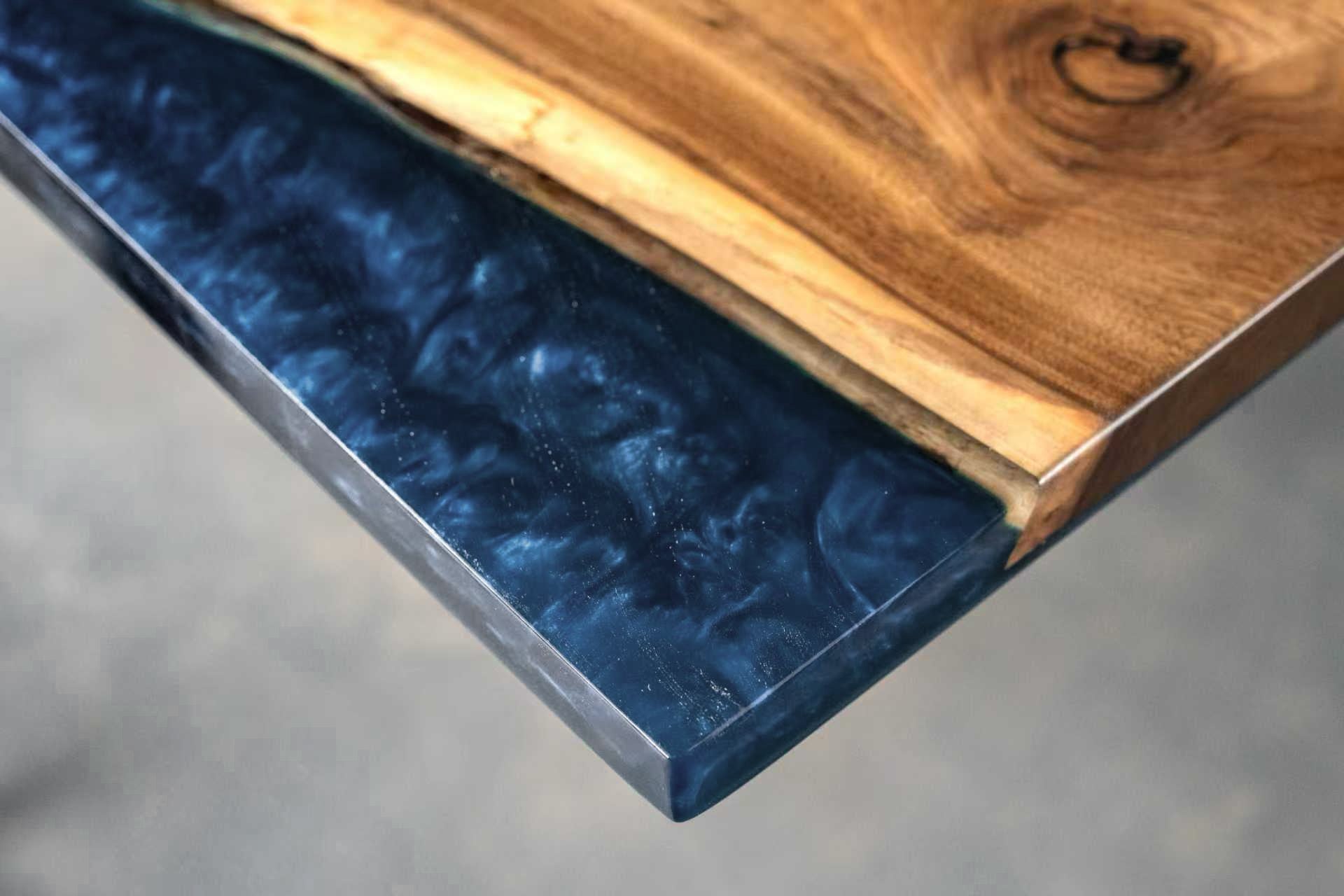 Custom Black Walnut Epoxy Resin Table Grayish Blue Resin 30% Balance Payment $1,429.27 for Lynn Bowman