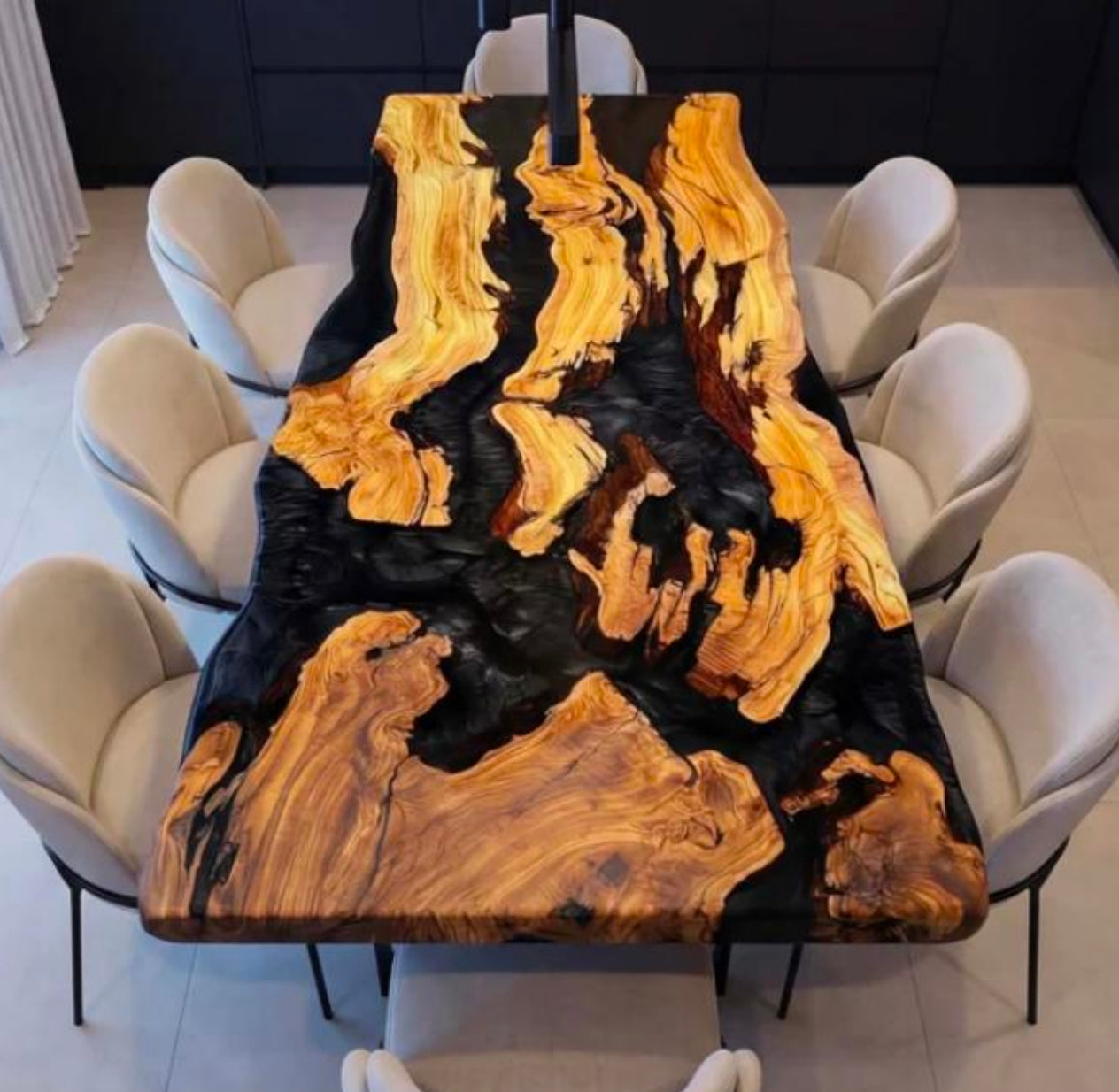 Custom Olive Epoxy Resin Rectangular Table Resin 96'' x 42''  $4,226.45 for Randall West