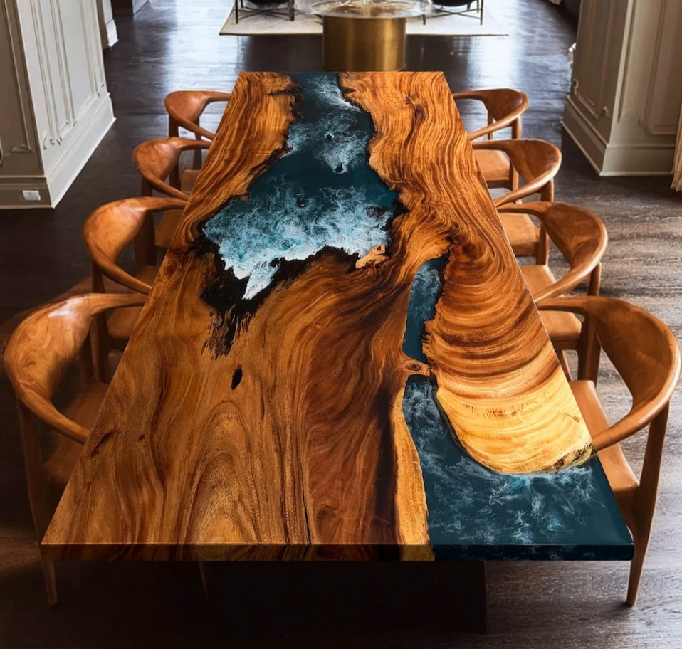 Custom Walnut Epoxy Resin Rectangular Table Resin 96'' x 48'' 70%Deposit  $2,871.99  for Tammy Petruccelli