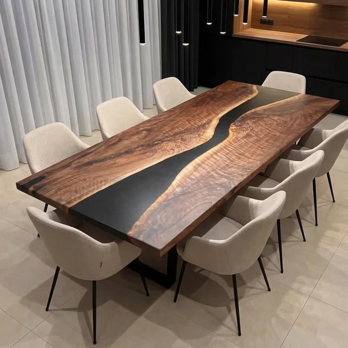 Custom Black Walnut Epoxy Rectangular Table   Full Payment $4,106.47 for Stephanie Jones