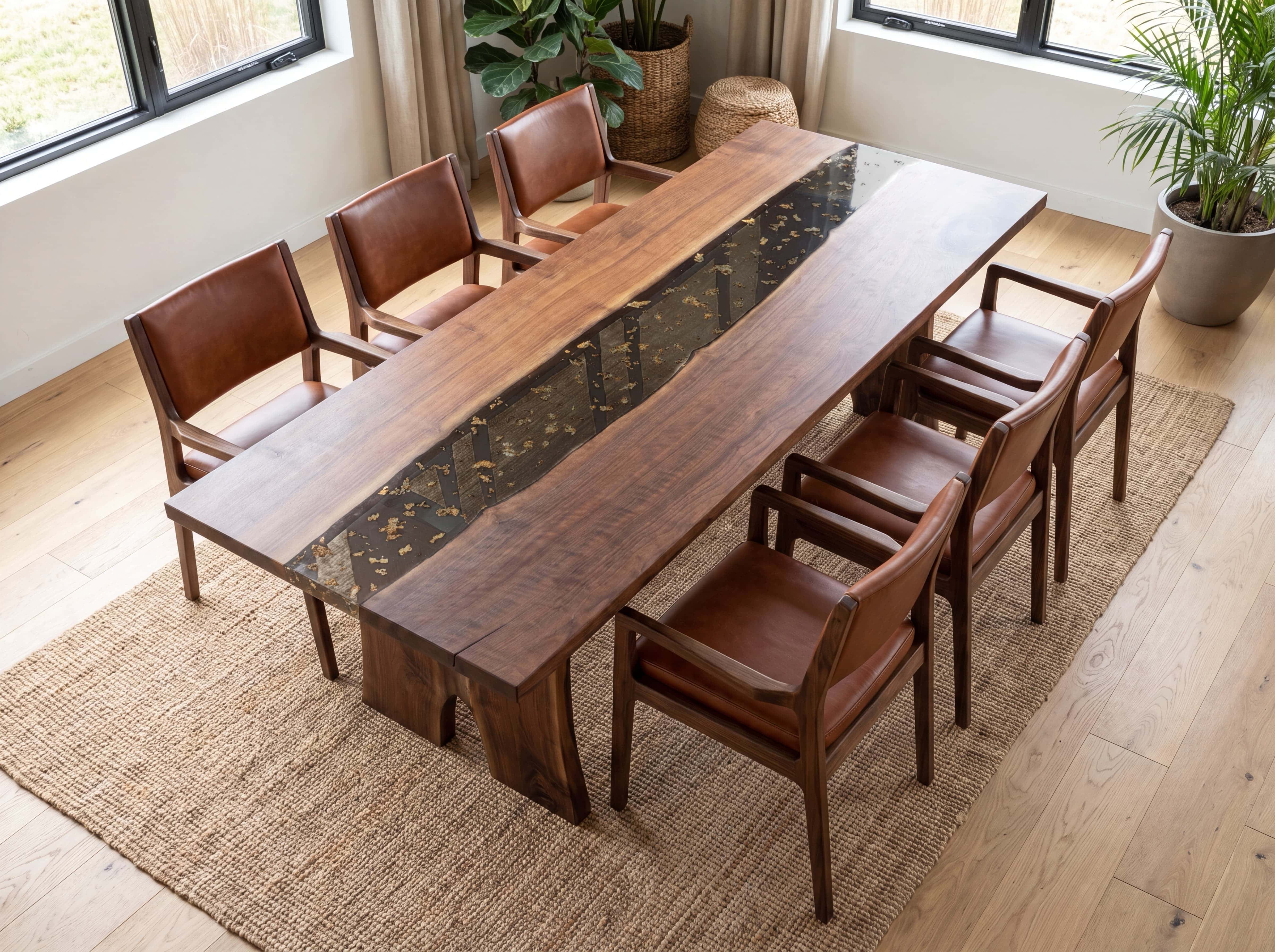 Custom Black Walnut Epoxy Rectangular Table &nbsp; 70% Deposit $3,137.84 for Mithun Sunny