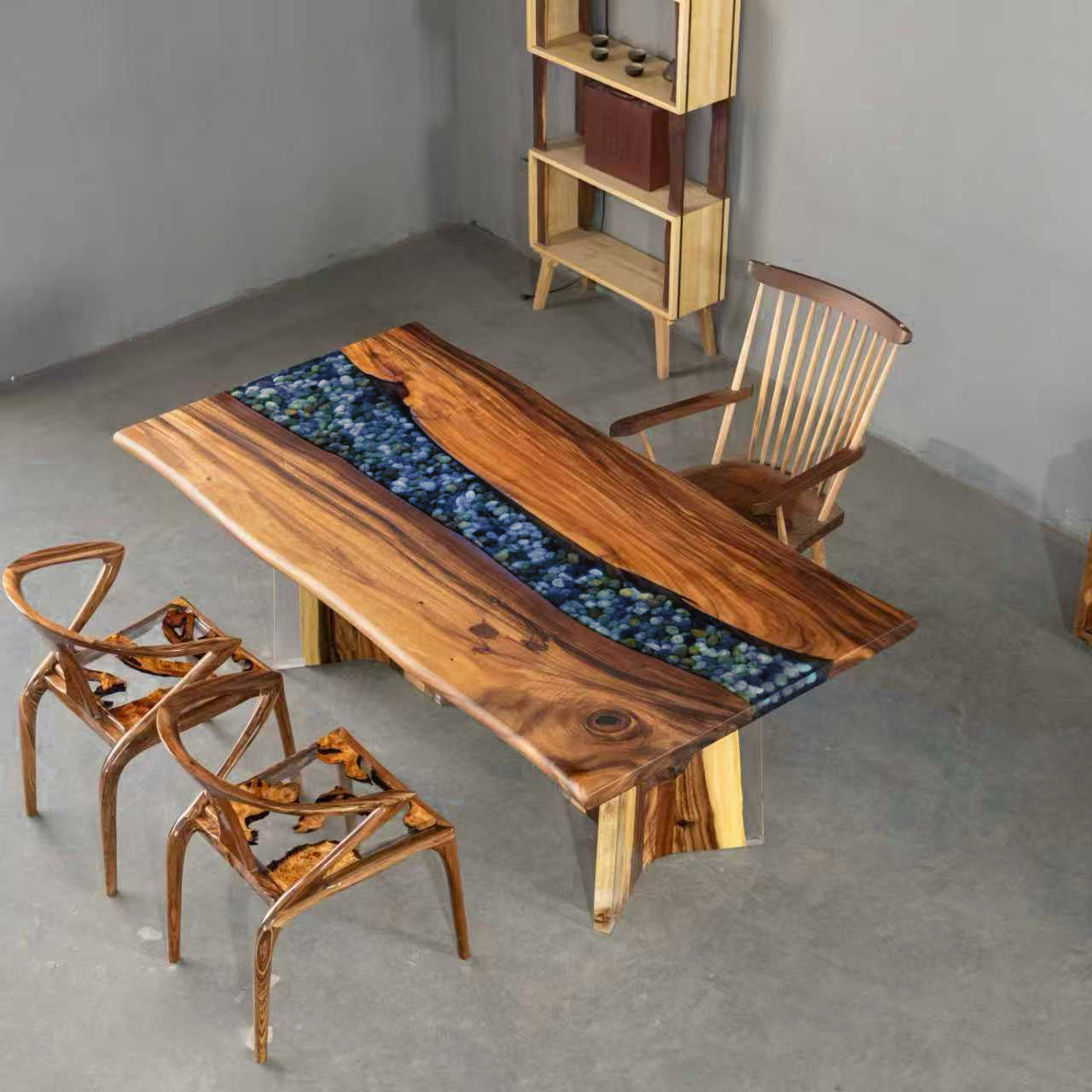 Custom Walnut Epoxy Resin Rectangular Table $3,527.31 for Michele Warren