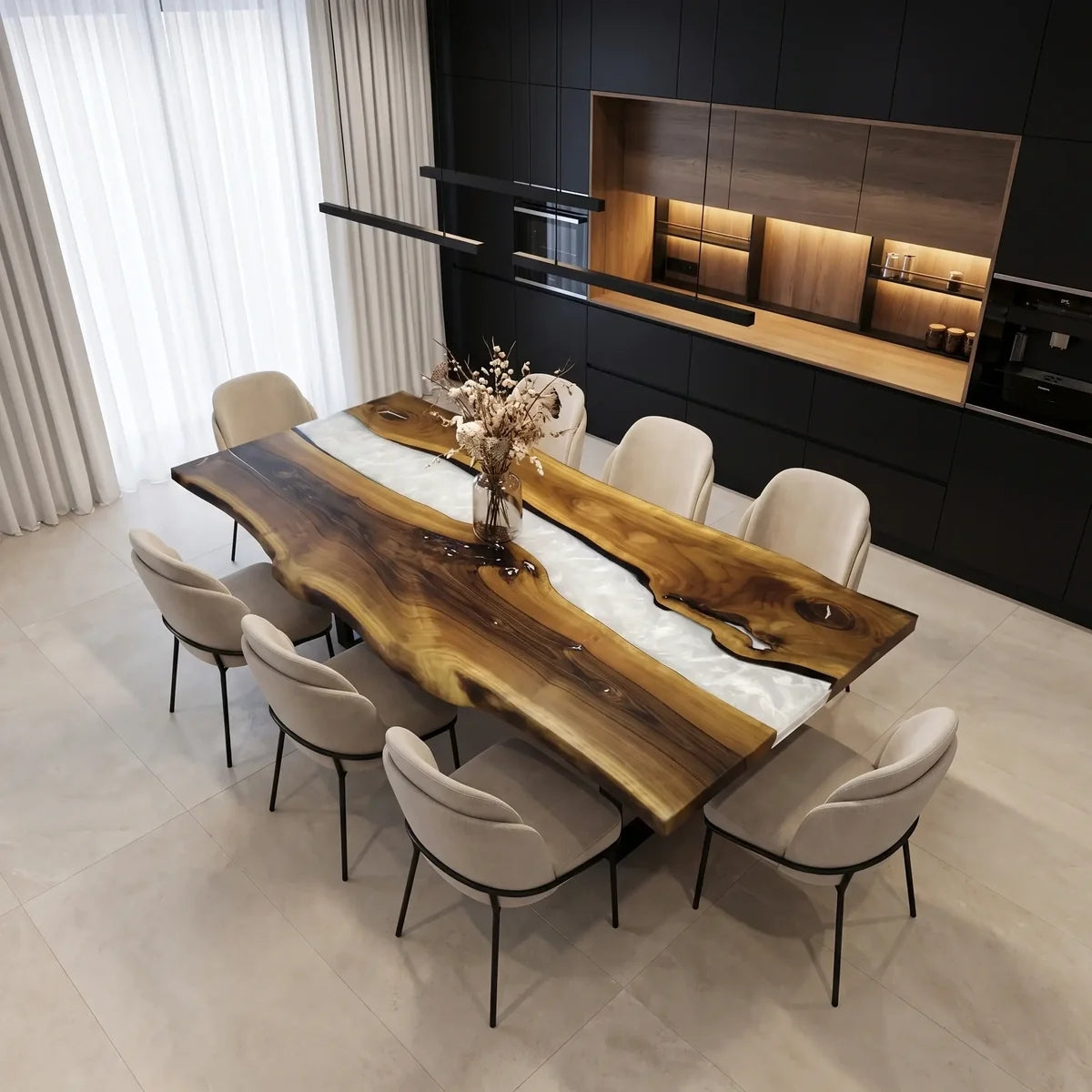 Custom Walnut Epoxy Resin Rectangular Table Full Payment $3,082.47 for Sarah Seymour