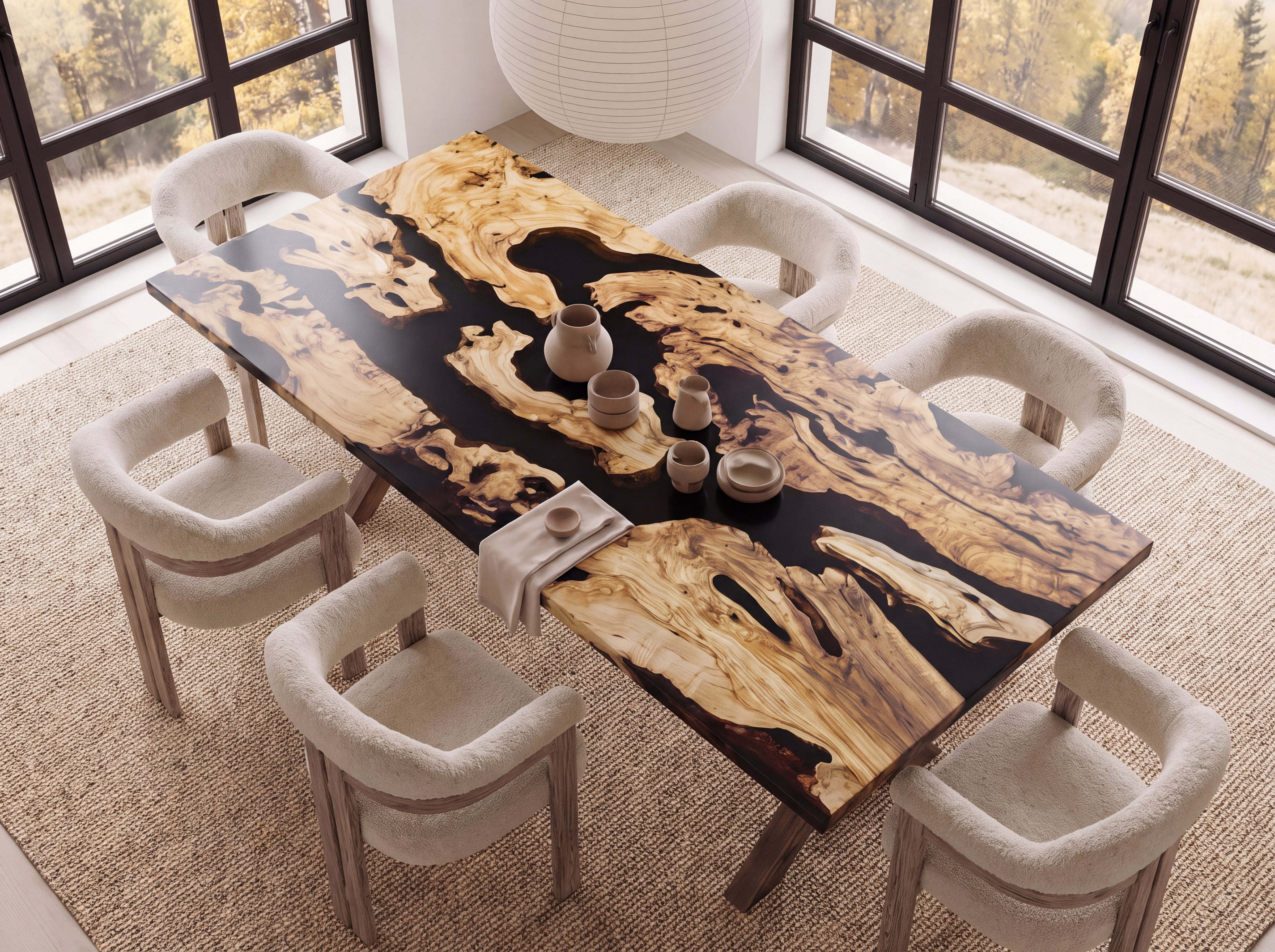 Custom Olive Epoxy Resin Rectangular Table with White-Glove Service Full Payment $5,636.47 for John Farabaugh
