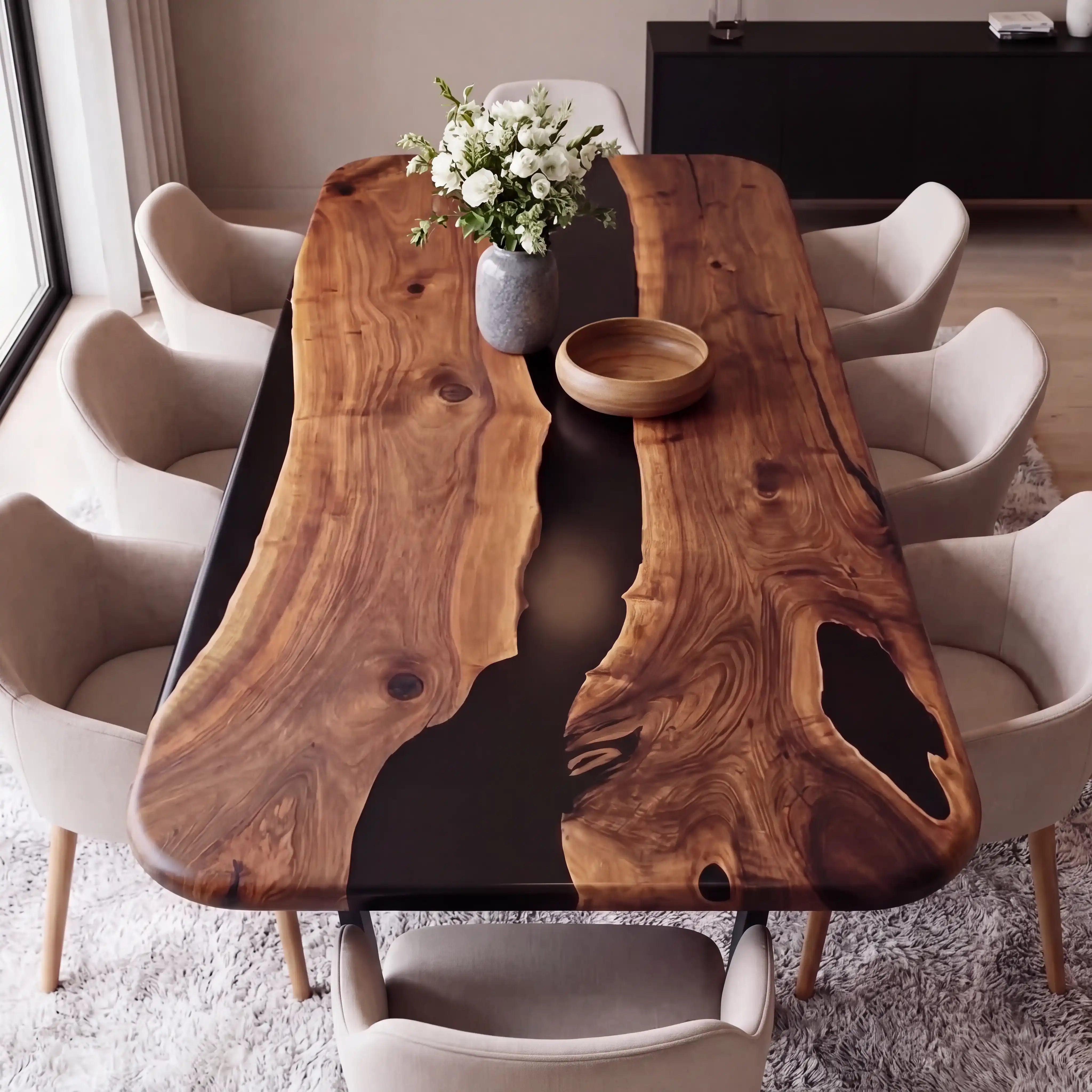 Custom Black Walnut Epoxy Resin Rectangular Table Full Payment $3,914.47 for Paul Spies