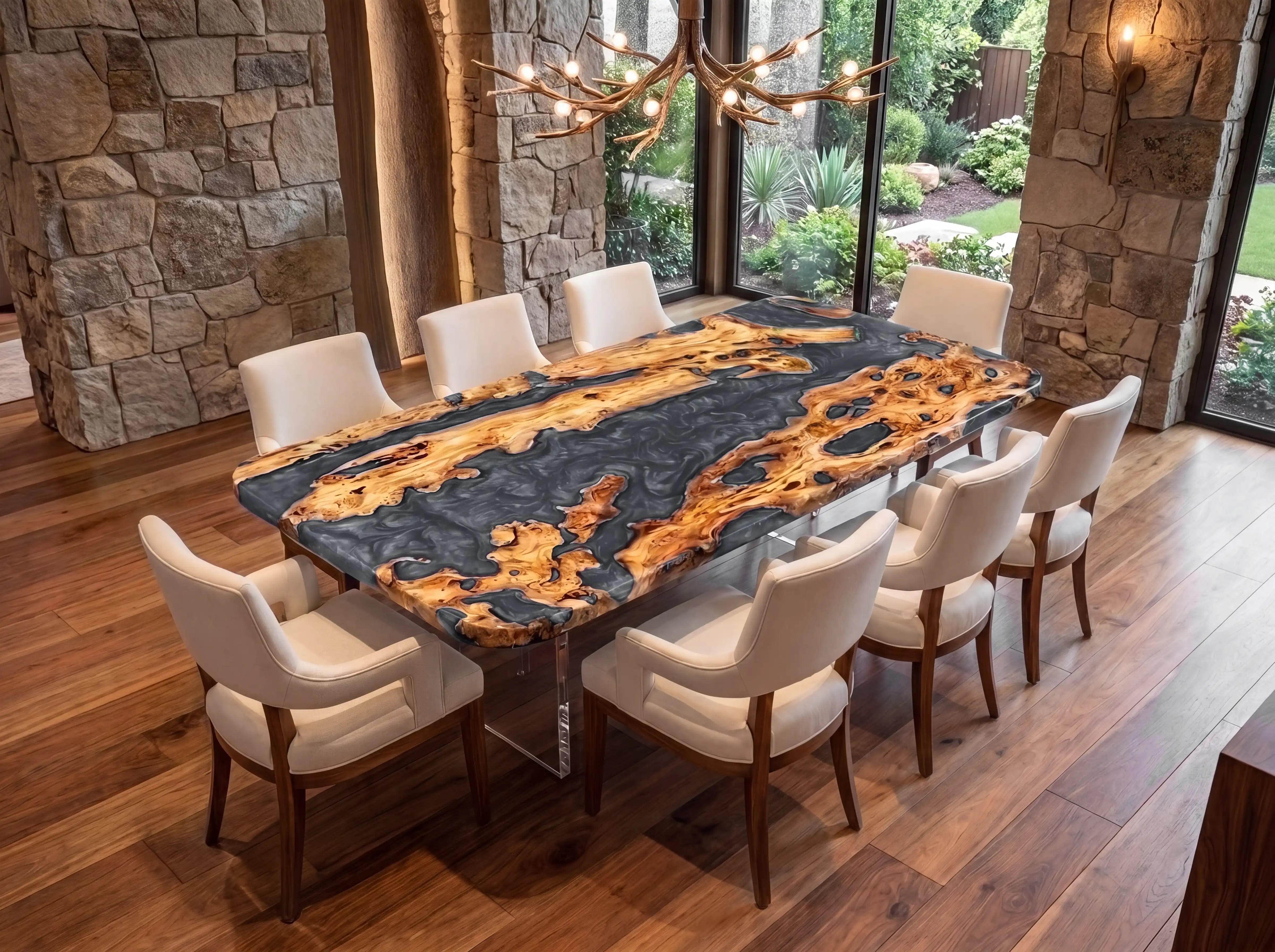 Custom Olive Epoxy Resin Rectangular Table Full Payment $3,176.47 for Jerome Boutard