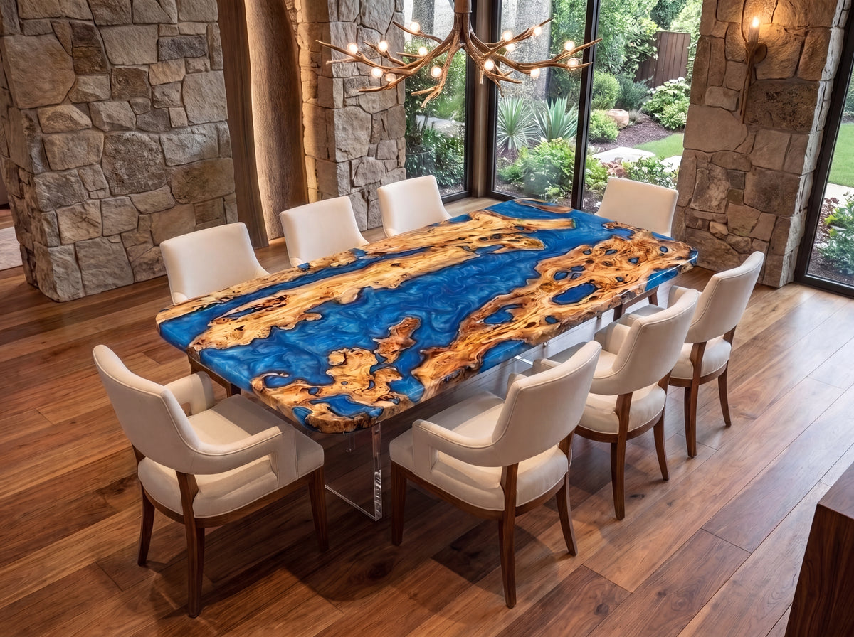 Custom Olive Epoxy Resin Rectangular Table Full Payment $2,697.29 for Louis