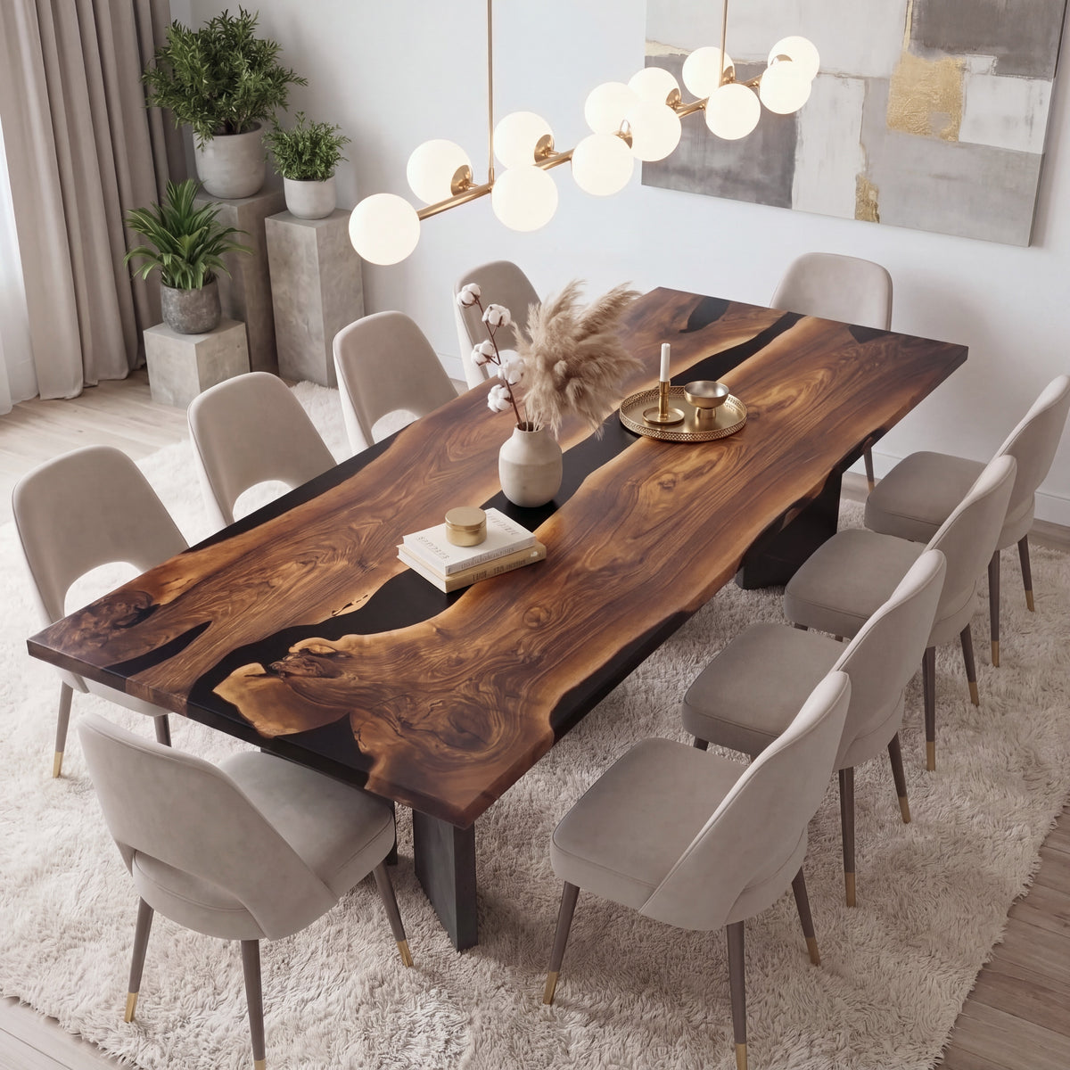 Custom Black Walnut Epoxy Resin Rectangular Table Full Payment $4,866.47 for Lauren Marks