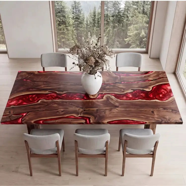 Custom Black Walnut Epoxy Resin Rectangular Table Full Payment $3,297.46 for Chris Hillen