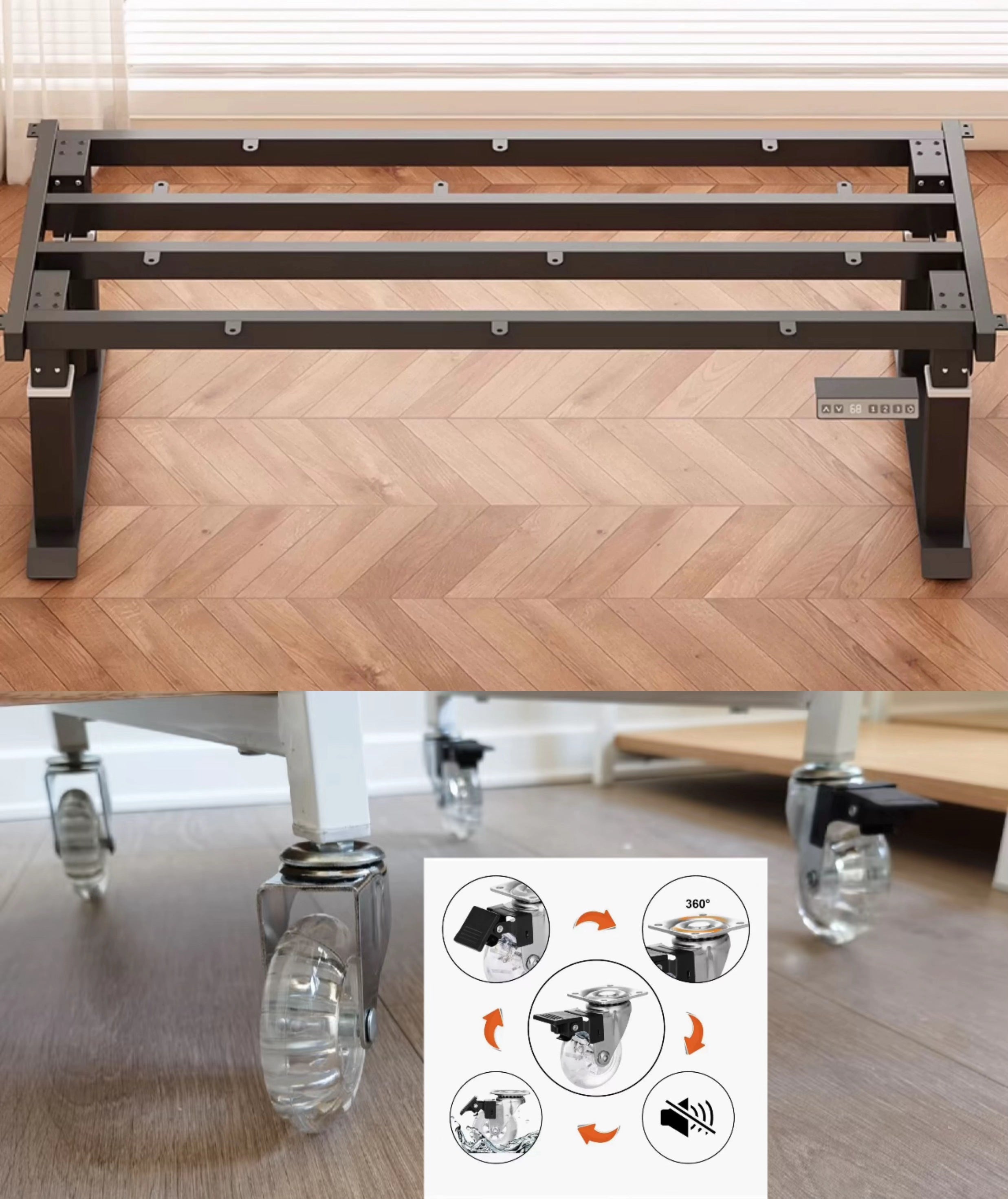 Custom Black Walnut Epoxy Dark Black Epoxy Table（Electric lifting table legs with 3-inch crystal casters including brake）to Alice Voiss