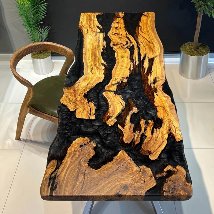 Custom Olive Epoxy Resin Table Dark Black Resin 60'' x 36'' $2568.47  for Teresa Fulghum