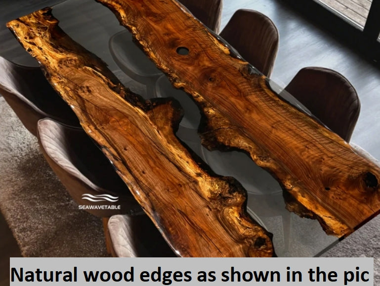 Custom Black Walnut Epoxy Resin Table Dark Black Resin 96''x46'' Deposit $3343.36 for Becky Roussin