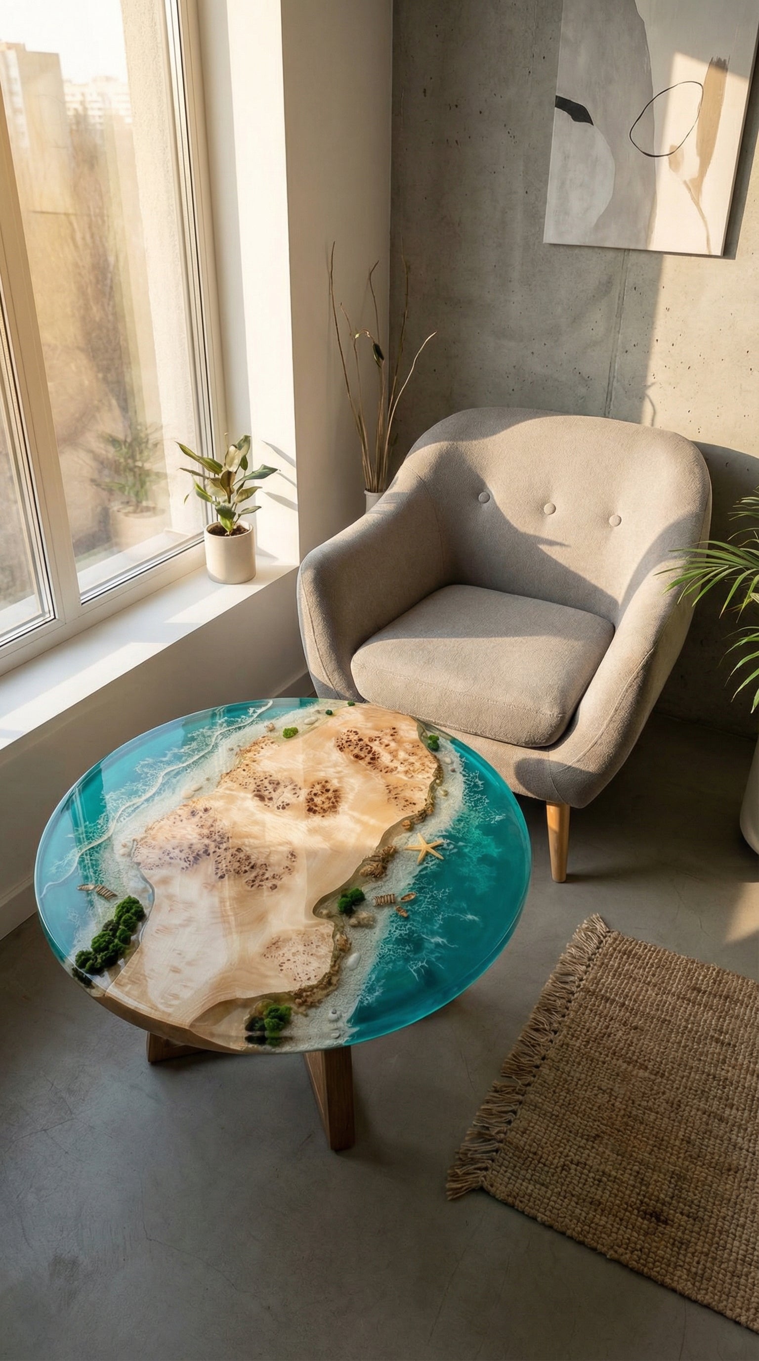Custom Poplar Epoxy Resin River Table Royal Seawave Resin  24'' $1566.28 for Lisa Corson